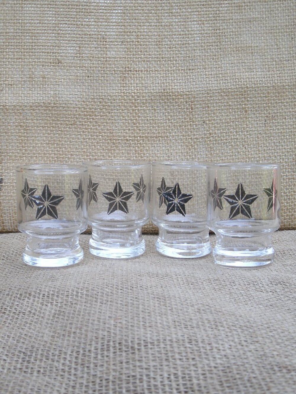 Vintage Hazel Atlas Star Design Shot Glass Set of 4